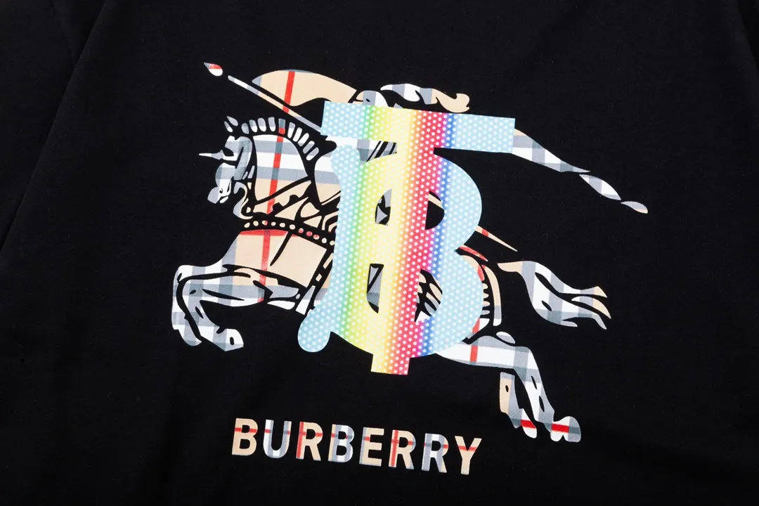 BURBERRY Logo Classic Retro Same Style T 260 Versatile : Black Size：XS~L